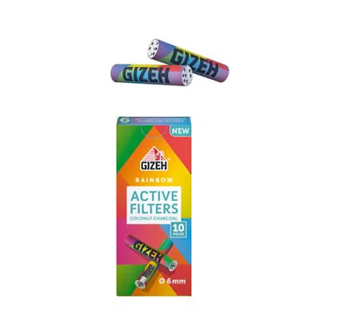 Boquillas Gizeh Carbón Activo Rainbow 6mm 10 uds