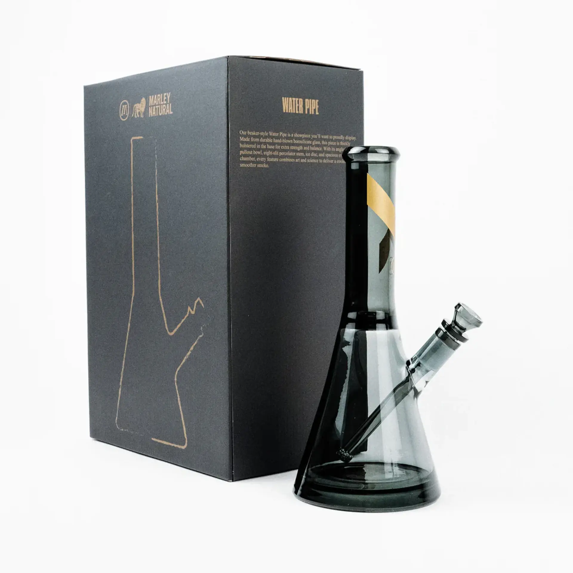 Marley Natural Bong Smoked Glass Gold Stripe Decal 2