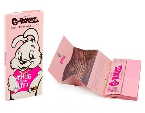 G-Rollz Lightly Dyed Pink Papelillos 1 1/4 + Boquillas + Bandeja