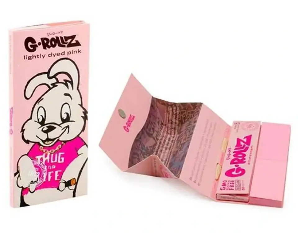 G-Rollz Lightly Dyed Pink Papelillos 1 1/4 + Boquillas + Bandeja 1