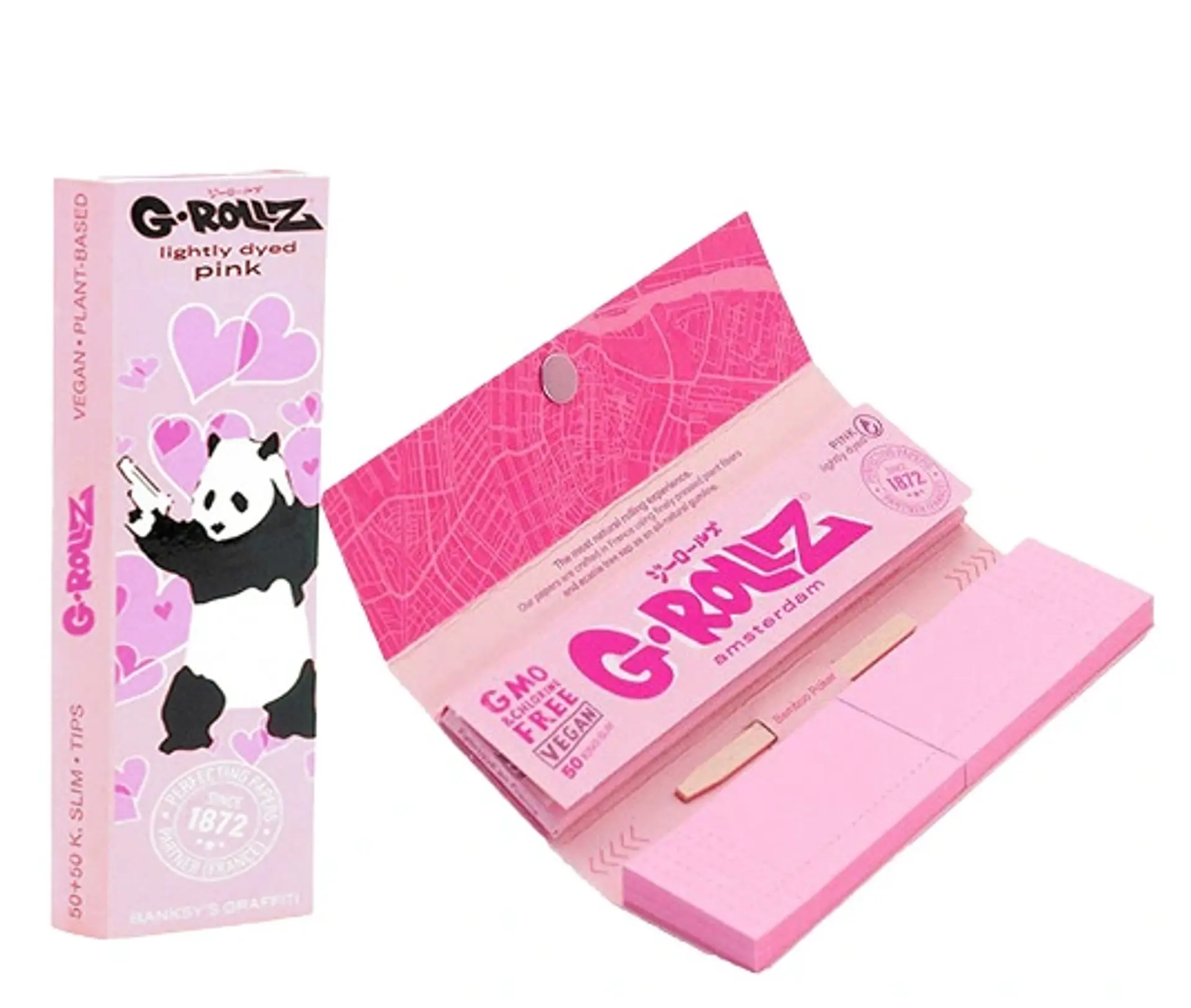 G-Rollz Papelillos Lightly Dyed Pink 1 1/4 + Tips  2