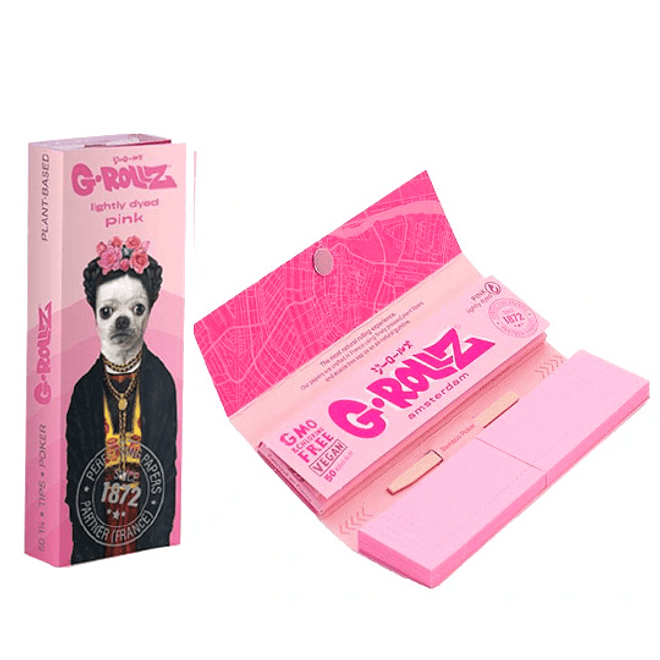 G-Rollz Papelillos Lightly Dyed Pink 1 1/4 + Tips  1