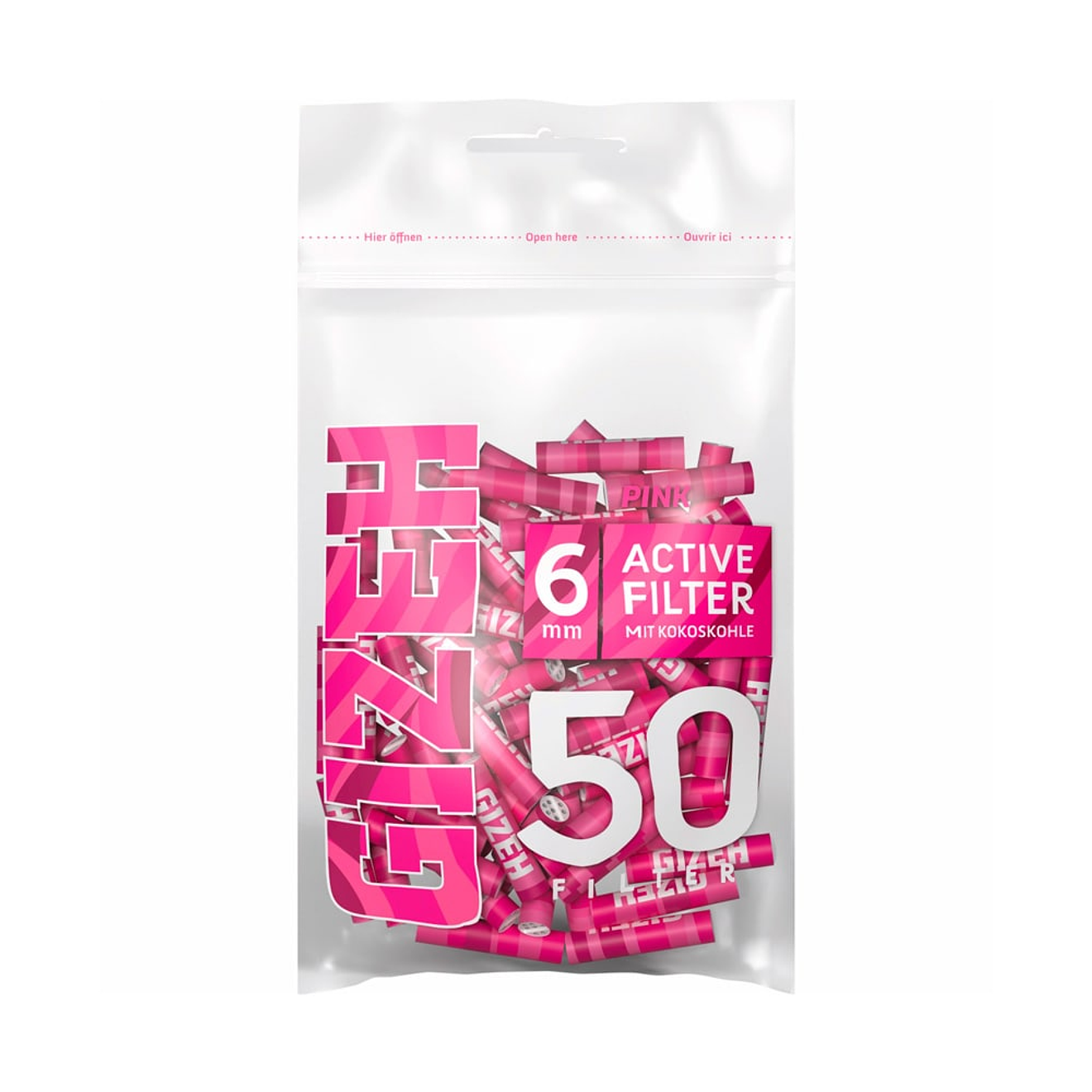 Boquillas Gizeh Pink Carbón Activo 6mm 50 uds. 1