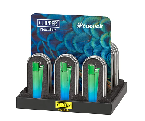 Encendedor Clipper Metálico Peacock