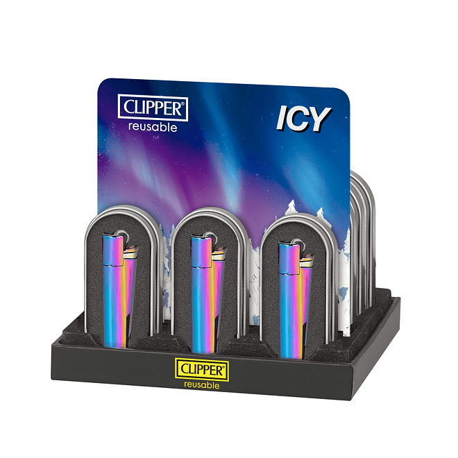 Encendedor Clipper Metálico Icy Tornasol 4