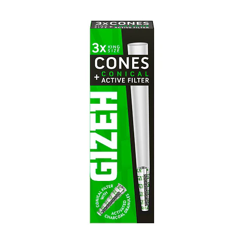 Gizeh 3 Conos Pre-enrolados King Size Black + Filtro Activo Conico