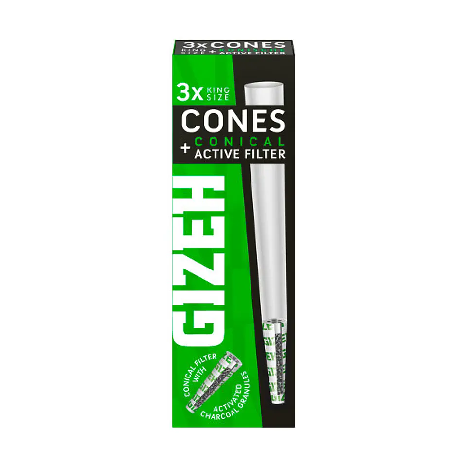 Gizeh 3 Conos Pre-enrolados King Size Black + Filtro Activo Conico 1