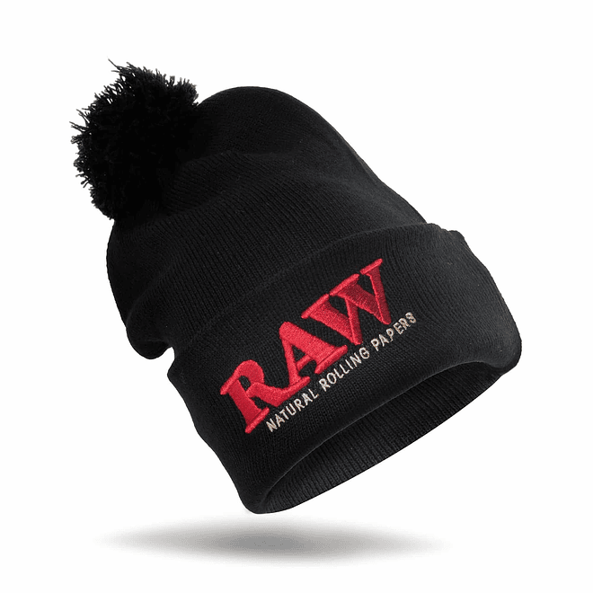 Raw Pompom Hat Black 2