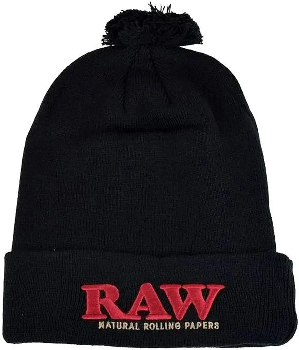 Raw Pompom Hat Black 3