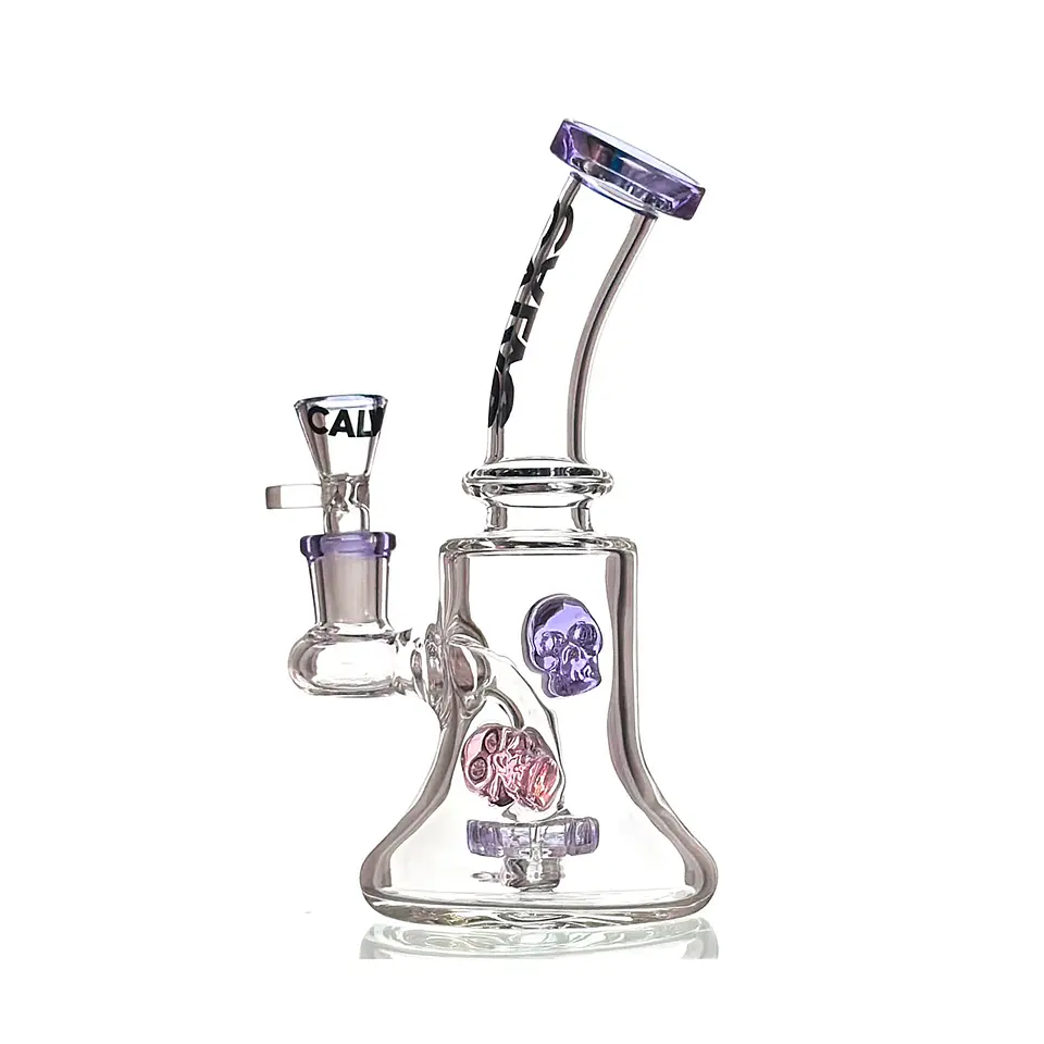 Calvo Glass Bong Compact Skull Rig 19cm 2