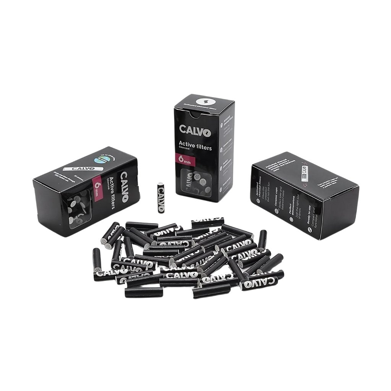 Boquillas Carbón Activo Calvo Black 6mm 50 Uds. 1