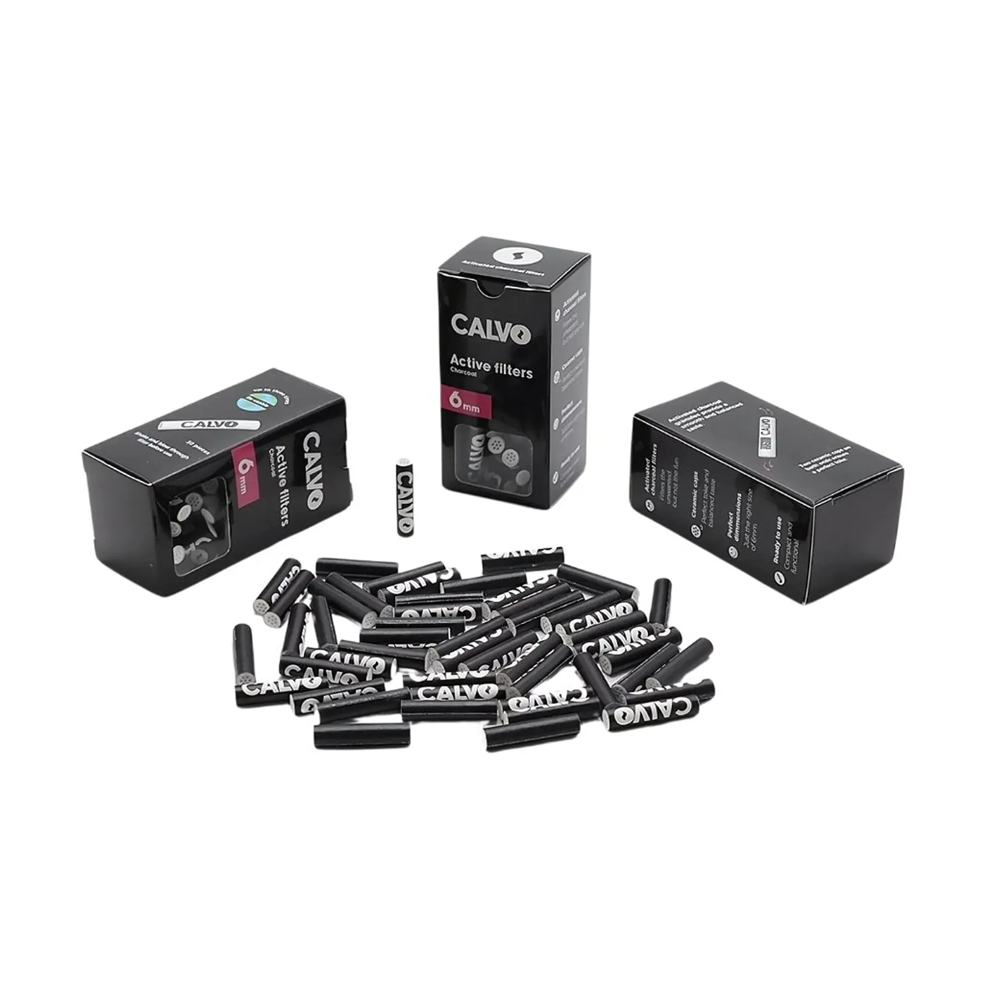 Boquillas Carbón Activo Calvo Black 6mm 50 Uds. 1