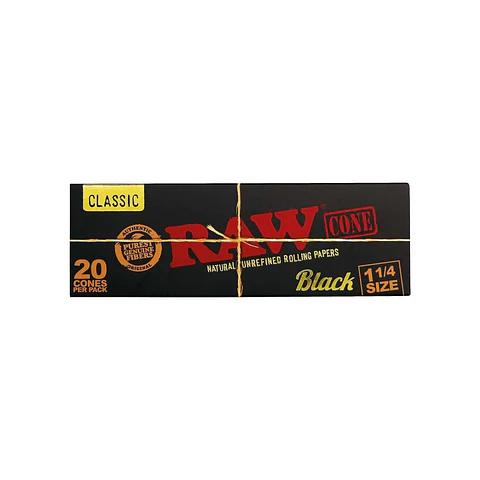 Conos RAW Black Preenrolados 1 1/4 - 20 Unidades