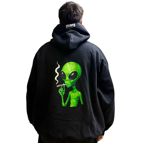 Polerón Hoodie Negro Alien En El Viaje - Fumetas x Endless