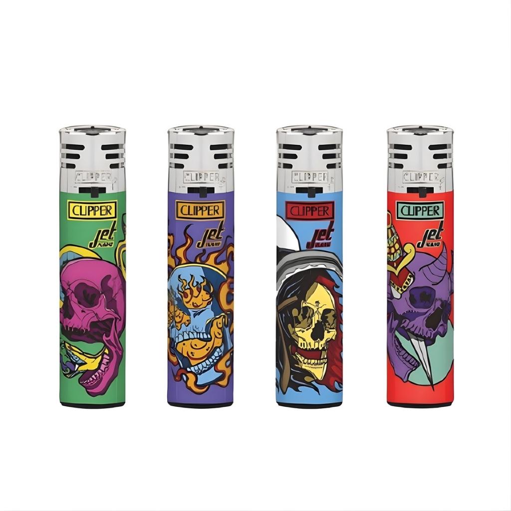 Encendedor Clipper Jet Flame Head Bones