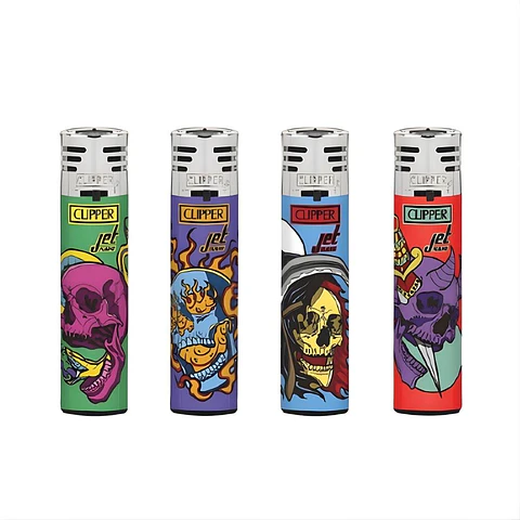 Encendedor Clipper Jet Flame Head Bones