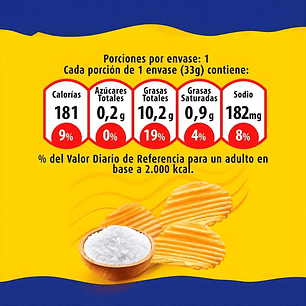 Papas Fritas Kryzpo Wavy Sal de mar 33g 