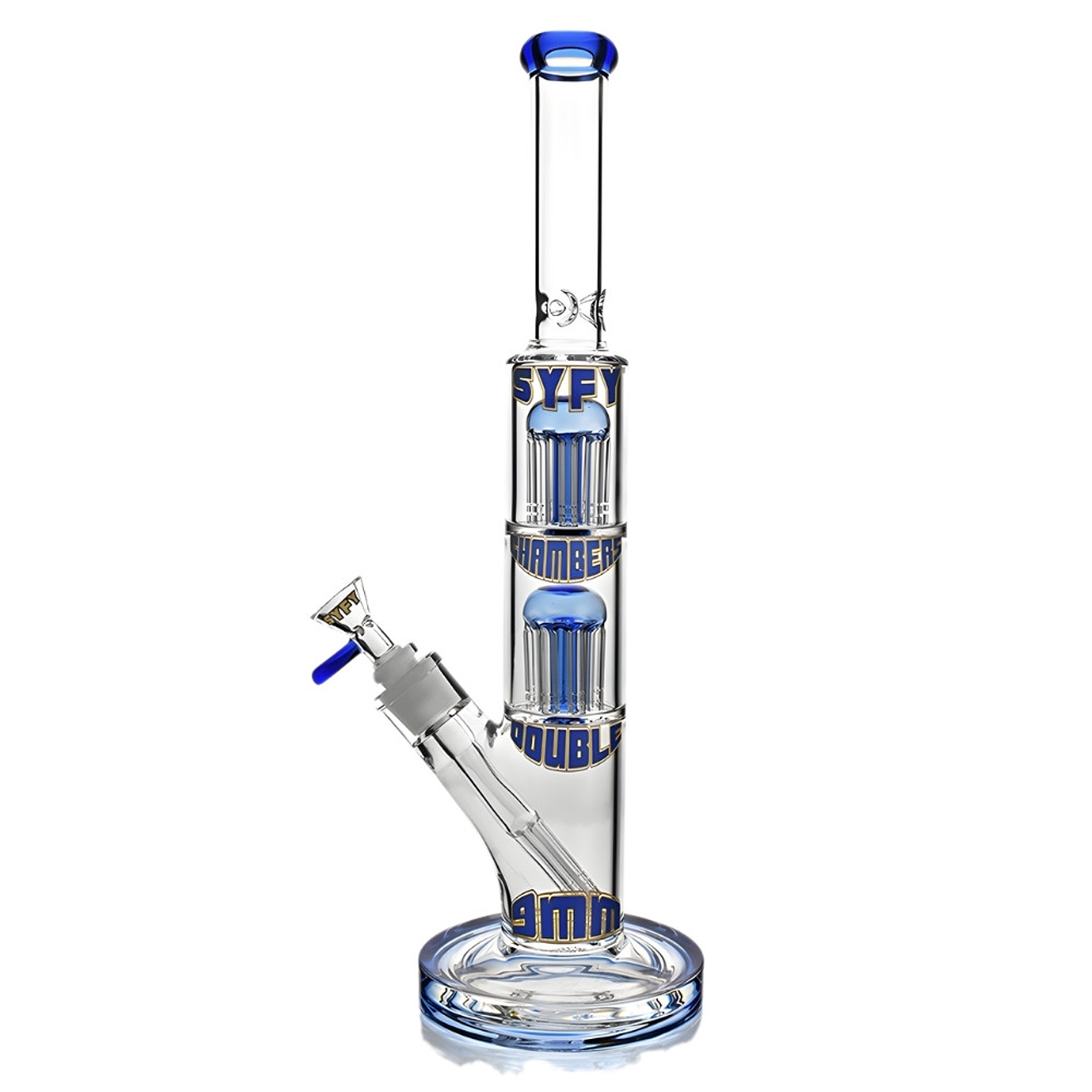 SYFY Bong Straight Tube Double Tree Perc 38cm 1