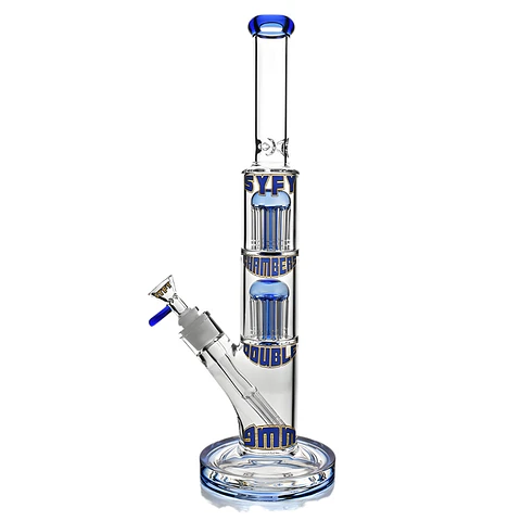 SYFY Bong Straight Tube Double Tree Perc 38cm