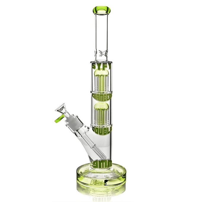 SYFY Bong Straight Tube Double Tree Perc 38cm 2