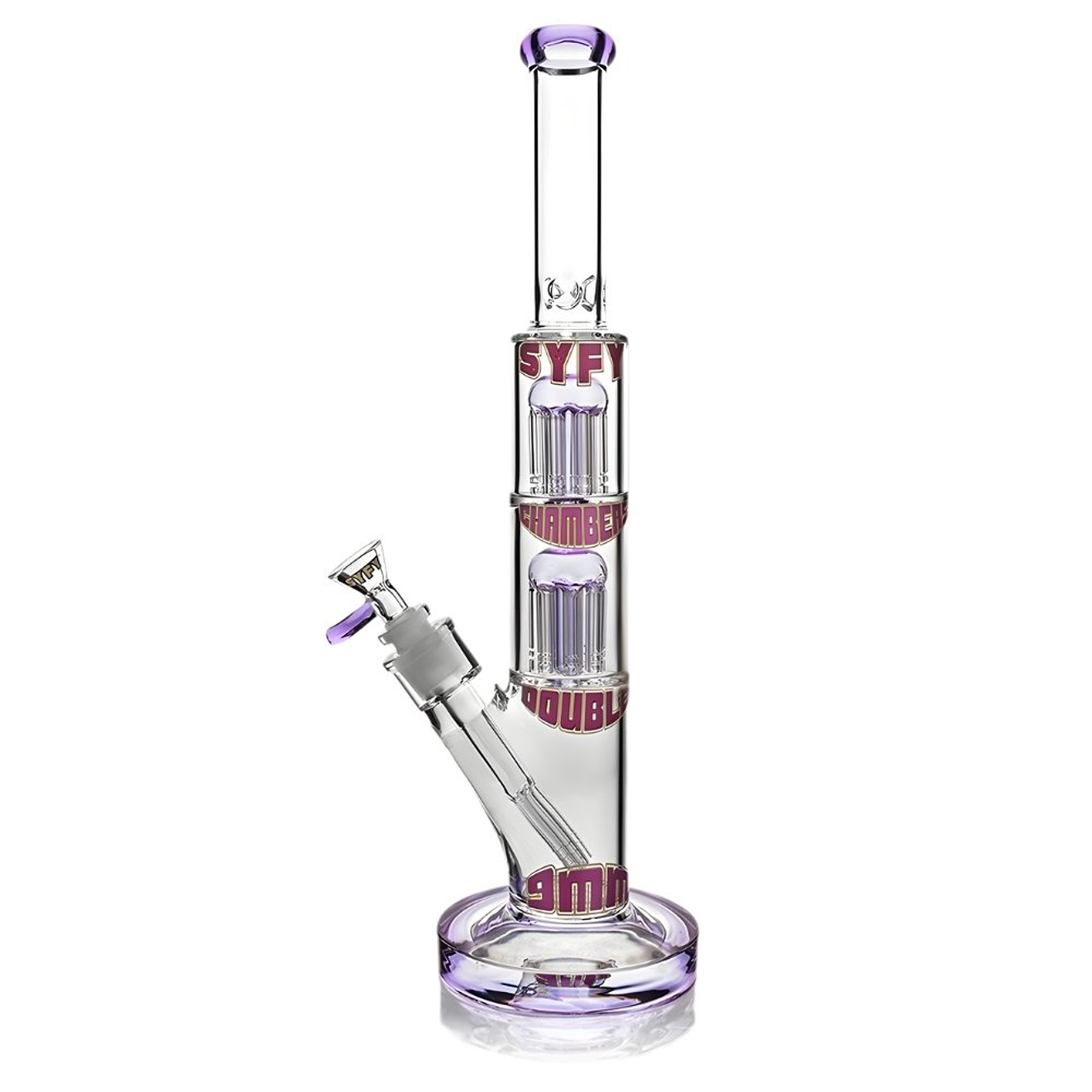 SYFY Bong Straight Tube Double Tree Perc 38cm 3