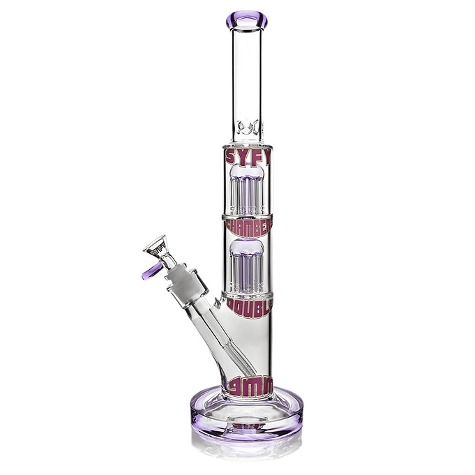 SYFY Bong Straight Tube Double Tree Perc 38cm 3