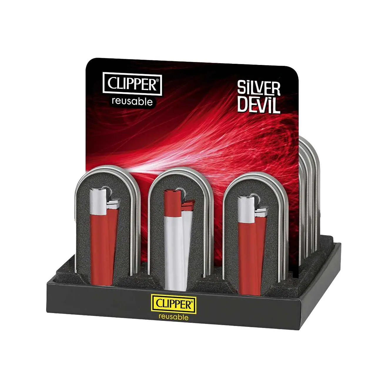 Encendedor Clipper Metálico Silver Devil 1