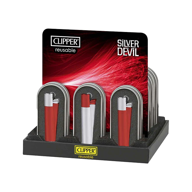 Encendedor Clipper Metálico Silver Devil 1