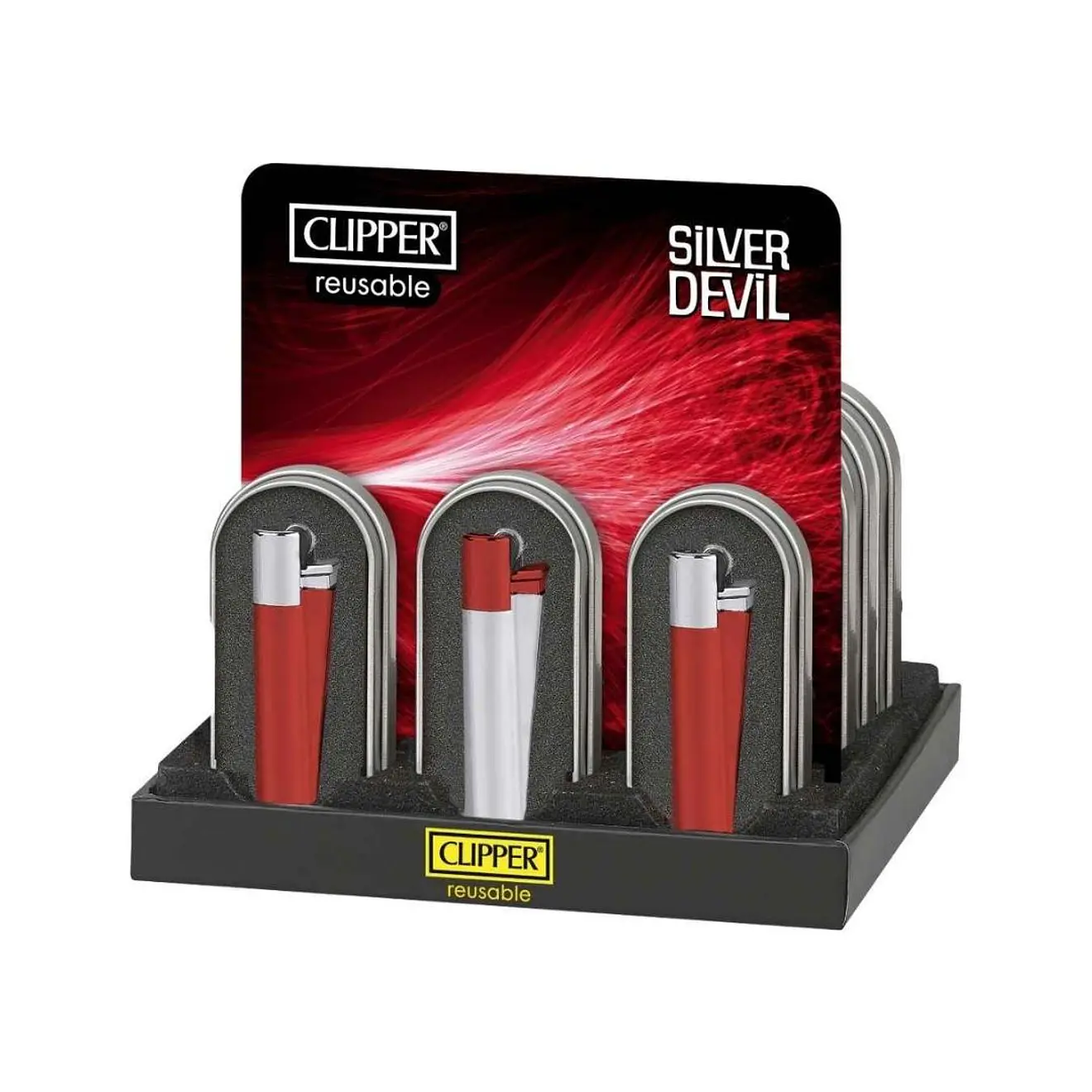 Encendedor Clipper Metálico Silver Devil 1
