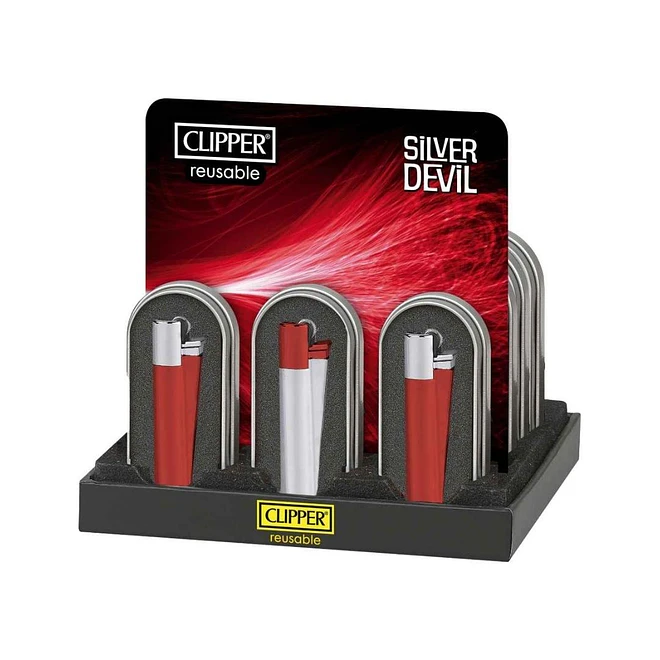 Encendedor Clipper Metálico Silver Devil 1