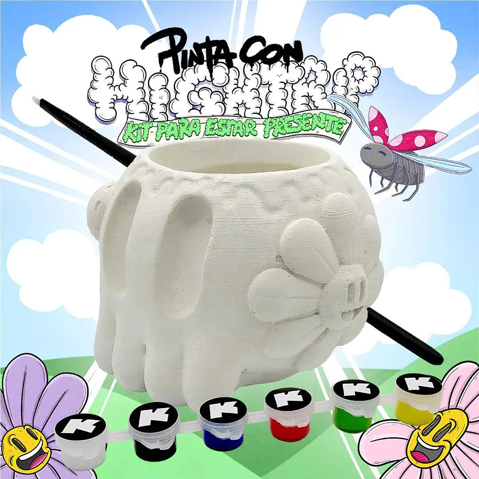 HighTrip Skull Macetero para Pintar + Kit de Colores 1