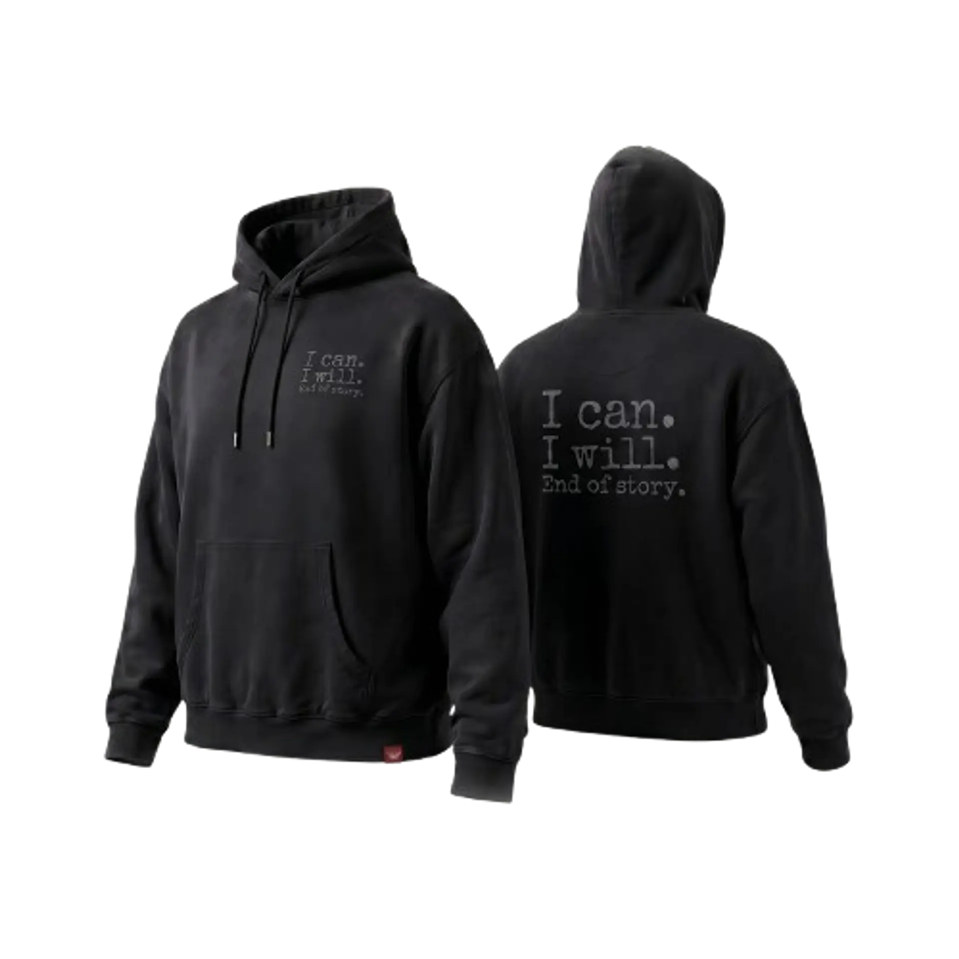 Sweat Hood Funbox I Can I Will Black 540 GSM 1