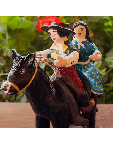 Peasant Couple on Horse Lihueimo Ceramics