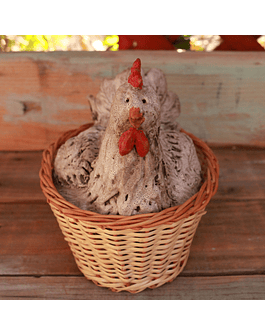 White Hen in Wicker Basket