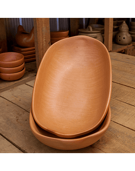 Vassoio Ovale con Manici in Ceramica di Pañul