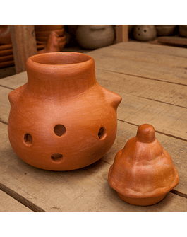 Ajero Coperchio Intagliata in Ceramica di Pañul