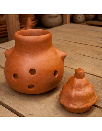 Ajero Coperchio Intagliata in Ceramica di Pañul