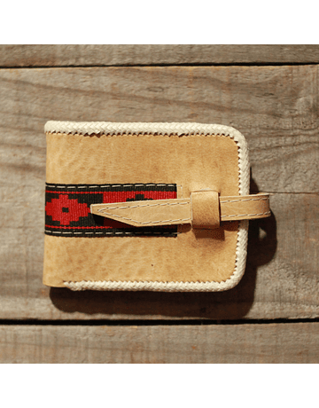 Raw Leather Wallet with Pampa Ribbon 