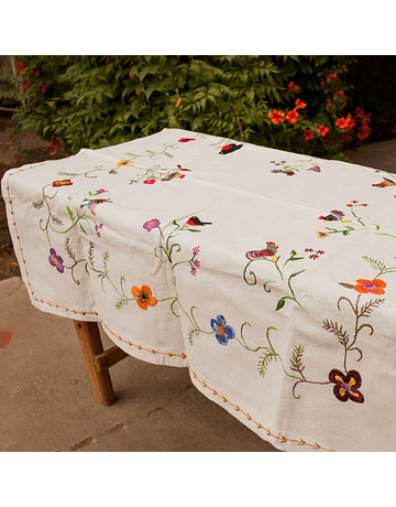 Lihueimo Embroidery Flowers and Birds Tablecloth 