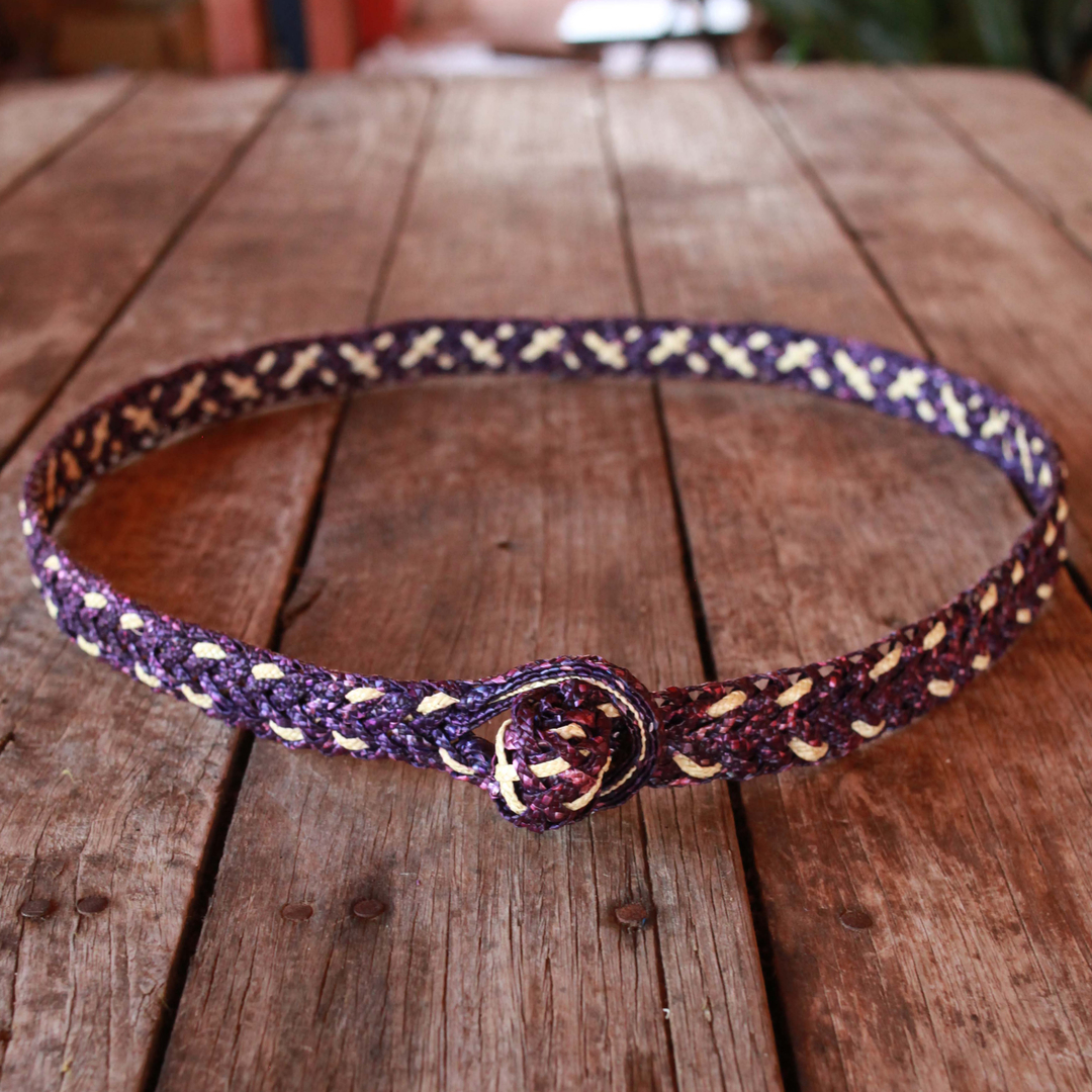Grape and Natural Braided Belt