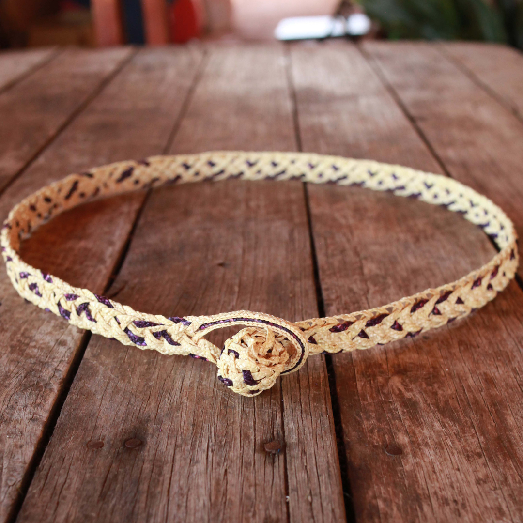 Natural and Grape Braided Belt