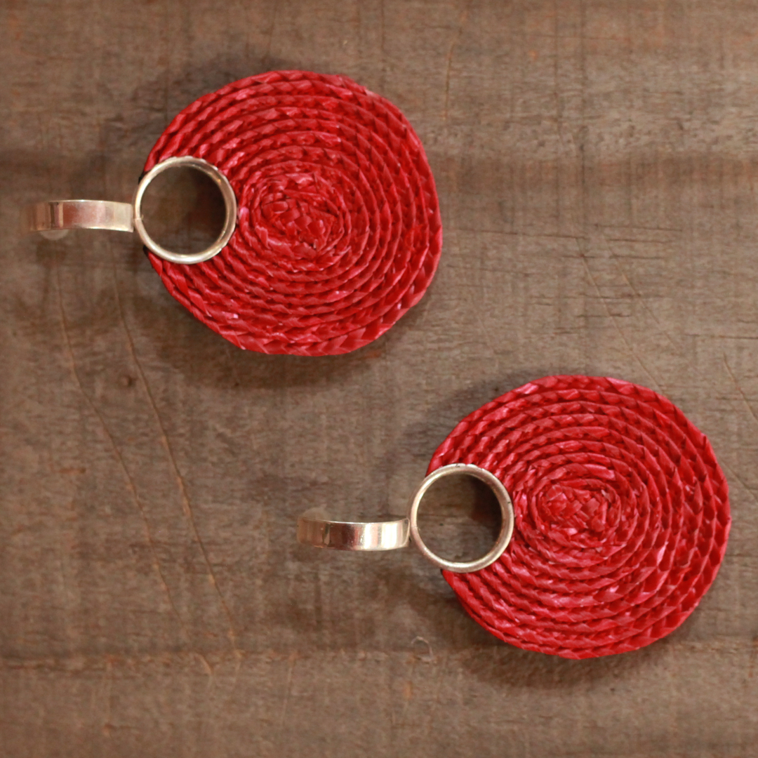 Red Theatine and Silver Earrings