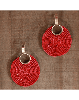 Red Theatine and Silver Earrings