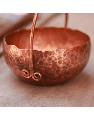 Hammered Copper Bowl and Tray Set