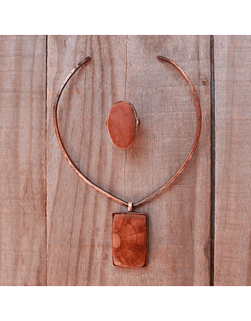 Conjunto Collar y Anillo Étnico Cobre