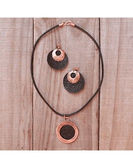 Wheat Straw Necklace and Earrings Set in Antiqued Copper