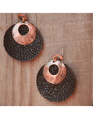 Wheat Straw Necklace and Earrings Set in Antiqued Copper