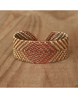 Copper Bronze Filigree Woven Bracelet