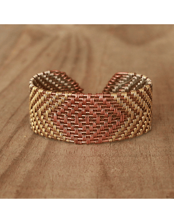 Pulsera Tejida Filigrana Cobre Bronce