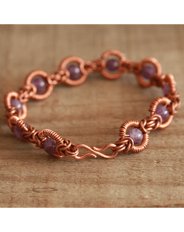 Copper Amethyst Inca Chain Bracelet